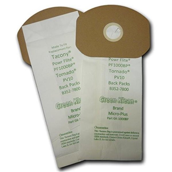 Green Klean Green Klean GK-1000BP PowrFlite 10 qt Backpack Paper Bag Fits the PF1000BP Replacement Vacuum Bags - 10 per Case - Case of 10 GK-1000BP